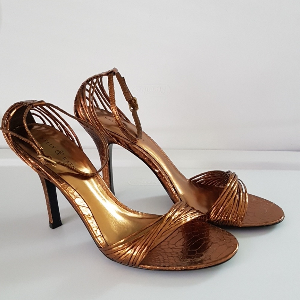 Bronze strappy heels